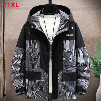 Jachetă Plus Size 10XL 11XL Bărbați Hip Hop Streetwear Jachetă Patchwork Jachetă pentru bărbați Jachete cu glugă Mărime mare 10XL 11XL Calitate înaltă