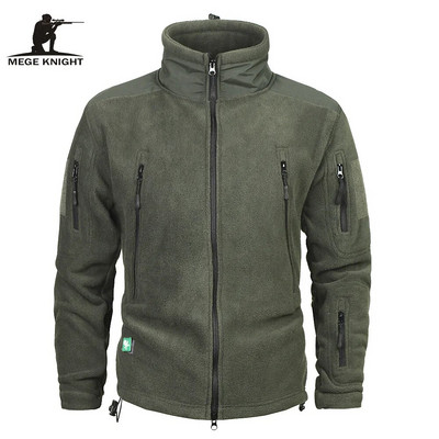 Mege Brand Clothing Coat Men Thicken Warm Military Army Fleece Jacket Patchwork Multi Pockets Polartec Men`s Jacket and Coats