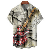 Ljetne havajske košulje za muškarce 3d Vintage Music Rocker Gitara Print Majica za plažu kratkih rukava Top majice Harajuku Ropa Hombre 5XL