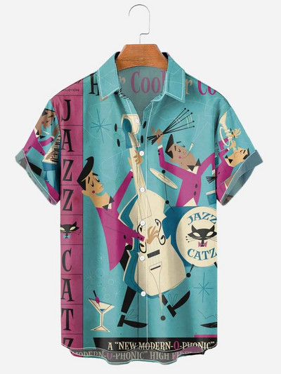 Ljetne havajske košulje za muškarce 3d Vintage Music Rocker Gitara Print Majica za plažu kratkih rukava Top majice Harajuku Ropa Hombre 5XL