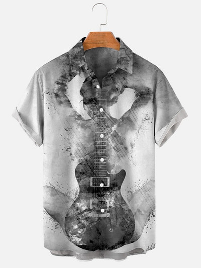 Ljetne havajske košulje za muškarce 3d Vintage Music Rocker Gitara Print Majica za plažu kratkih rukava Top majice Harajuku Ropa Hombre 5XL