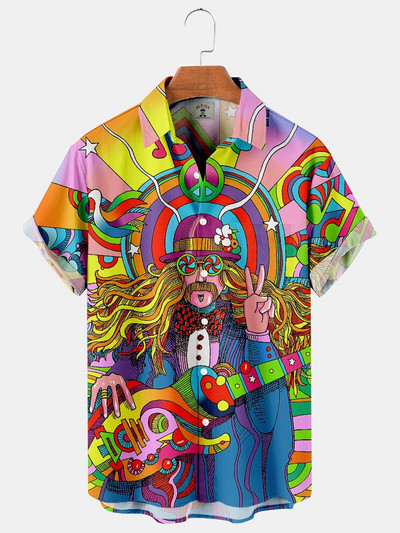 Ljetne havajske košulje za muškarce 3d Vintage Music Rocker Gitara Print Majica za plažu kratkih rukava Top majice Harajuku Ropa Hombre 5XL