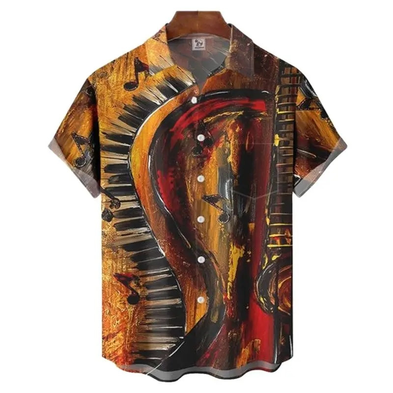 Ljetne havajske košulje za muškarce 3d Vintage Music Rocker Gitara Print Majica za plažu kratkih rukava Top majice Harajuku Ropa Hombre 5XL