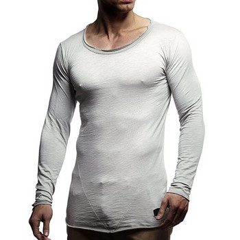 2023 Тънък стил Мъжка тениска О-образно деколте с дълъг ръкав Мъжка тениска Мъжки тениски от ликра и памук Мъжко облекло Тениски Горнища Тениски MY361