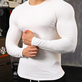 Φθινοπωρινό Αθλητικό γυμναστήριο μακρυμάνικο ανδρικό μπλουζάκι αναψυχής υπαίθρια άσκηση γρήγορο στέγνωμα σφιχτή μυϊκή προπόνηση T-shirt ρούχα γυμναστικής