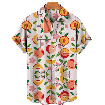 Мъжки 3d печат Луксозни дизайнерски средновековни дрехи Тропически плодове Hawaiian Harajuku Fashion Style Tiki Big Size Floral Shirt