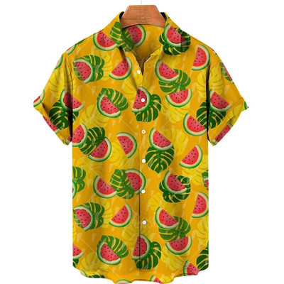 Мъжки 3d печат Луксозни дизайнерски средновековни дрехи Тропически плодове Hawaiian Harajuku Fashion Style Tiki Big Size Floral Shirt