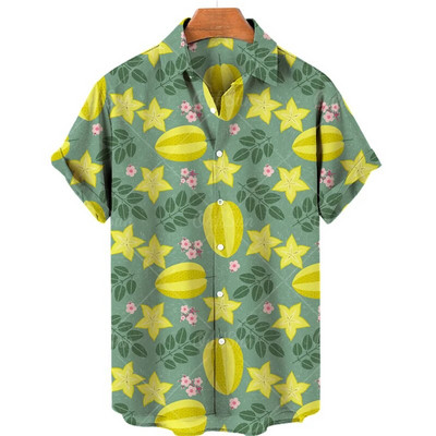 Férfi 3D nyomtatás Luxus Dizájner Középkori Ruházat Trópusi Gyümölcs Hawaii Harajuku Divat Stílus Tiki Nagy méretű virágos ing