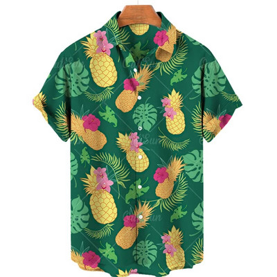 Férfi 3D nyomtatás Luxus Dizájner Középkori Ruházat Trópusi Gyümölcs Hawaii Harajuku Divat Stílus Tiki Nagy méretű virágos ing