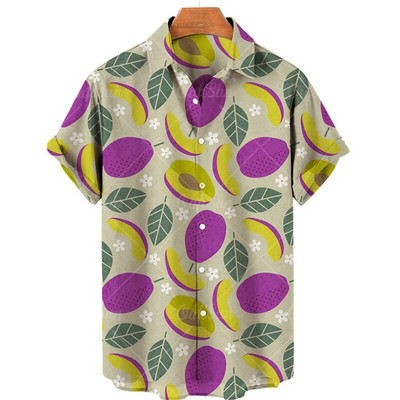 Férfi 3D nyomtatás Luxus Dizájner Középkori Ruházat Trópusi Gyümölcs Hawaii Harajuku Divat Stílus Tiki Nagy méretű virágos ing