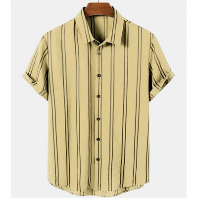 Vyriški dryžuoti marškiniai 3d madingi atostogų stiliaus trumpomis rankovėmis per dideli marškiniai Drabužiai Kasdieniai paplūdimio gatvės viršutiniai megztiniai vakarėlis