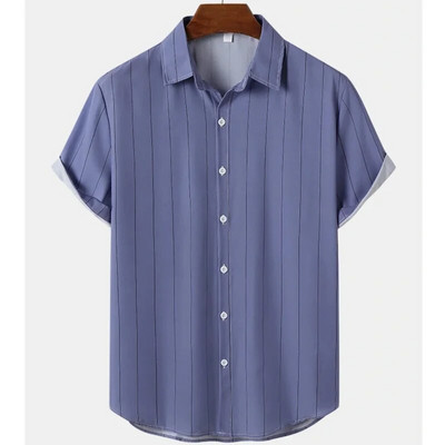 Vyriški dryžuoti marškiniai 3d madingi atostogų stiliaus trumpomis rankovėmis per dideli marškiniai Drabužiai Kasdieniai paplūdimio gatvės viršutiniai megztiniai vakarėlis