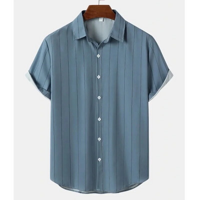 Vyriški dryžuoti marškiniai 3d madingi atostogų stiliaus trumpomis rankovėmis per dideli marškiniai Drabužiai Kasdieniai paplūdimio gatvės viršutiniai megztiniai vakarėlis