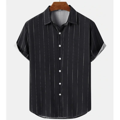 Vyriški dryžuoti marškiniai 3d madingi atostogų stiliaus trumpomis rankovėmis per dideli marškiniai Drabužiai Kasdieniai paplūdimio gatvės viršutiniai megztiniai vakarėlis