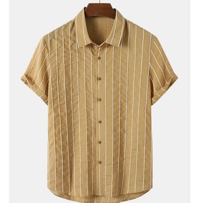 Vyriški dryžuoti marškiniai 3d madingi atostogų stiliaus trumpomis rankovėmis per dideli marškiniai Drabužiai Kasdieniai paplūdimio gatvės viršutiniai megztiniai vakarėlis