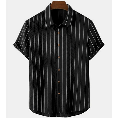 Vyriški dryžuoti marškiniai 3d madingi atostogų stiliaus trumpomis rankovėmis per dideli marškiniai Drabužiai Kasdieniai paplūdimio gatvės viršutiniai megztiniai vakarėlis