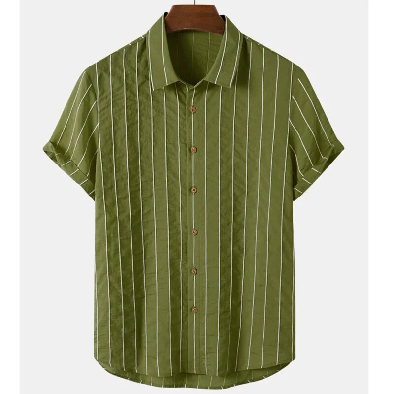 Vyriški dryžuoti marškiniai 3d madingi atostogų stiliaus trumpomis rankovėmis per dideli marškiniai Drabužiai Kasdieniai paplūdimio gatvės viršutiniai megztiniai vakarėlis