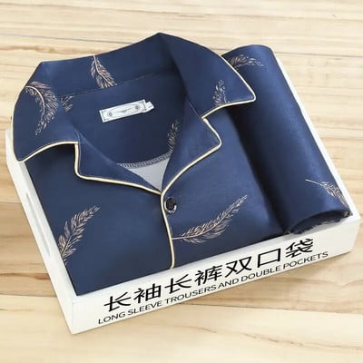 Muška pidžama, nova jesenska pidžama s dugim rukavima, dvodijelna korejska široka pidžama na pruge, muška ležerna spavaćica, komplet odjeće za spavanje