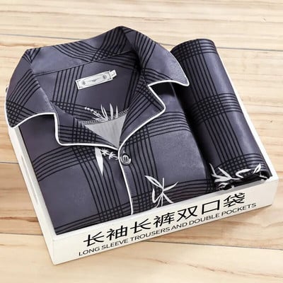 Muška pidžama, nova jesenska pidžama s dugim rukavima, dvodijelna korejska široka pidžama na pruge, muška ležerna spavaćica, komplet odjeće za spavanje