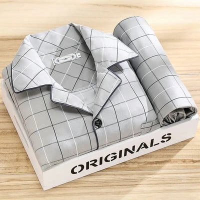 Muška pidžama, nova jesenska pidžama s dugim rukavima, dvodijelna korejska široka pidžama na pruge, muška ležerna spavaćica, komplet odjeće za spavanje