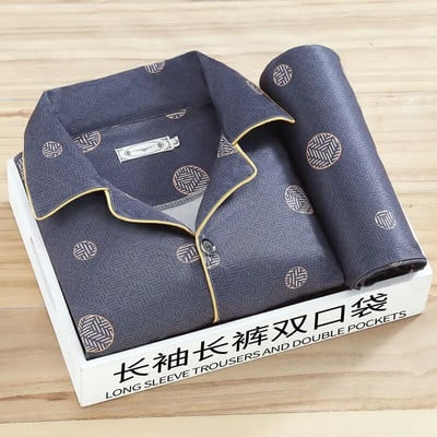 Muška pidžama, nova jesenska pidžama s dugim rukavima, dvodijelna korejska široka pidžama na pruge, muška ležerna spavaćica, komplet odjeće za spavanje