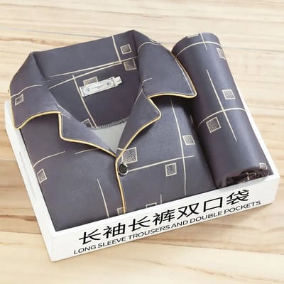 Muška pidžama, nova jesenska pidžama s dugim rukavima, dvodijelna korejska široka pidžama na pruge, muška ležerna spavaćica, komplet odjeće za spavanje