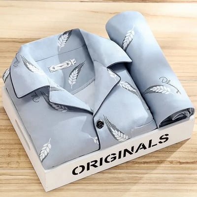 Muška pidžama, nova jesenska pidžama s dugim rukavima, dvodijelna korejska široka pidžama na pruge, muška ležerna spavaćica, komplet odjeće za spavanje