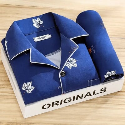 Muška pidžama, nova jesenska pidžama s dugim rukavima, dvodijelna korejska široka pidžama na pruge, muška ležerna spavaćica, komplet odjeće za spavanje