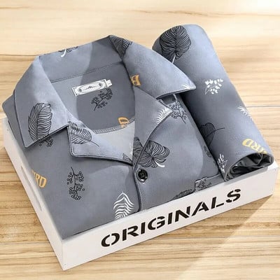 Muška pidžama, nova jesenska pidžama s dugim rukavima, dvodijelna korejska široka pidžama na pruge, muška ležerna spavaćica, komplet odjeće za spavanje