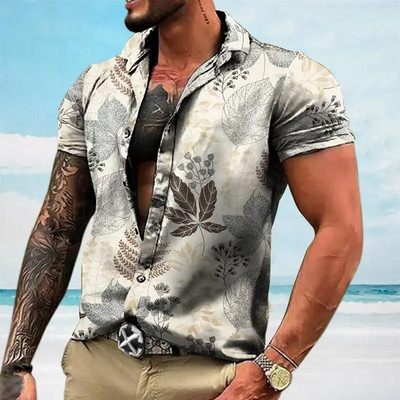 Vyriški marškiniai Havajų kokoso medis 3D spauda trumpomis rankovėmis Palaidinė Paplūdimyje šventiniai marškinėliai Viršutiniai dideli vyriški drabužiai Camisas Y Blusas