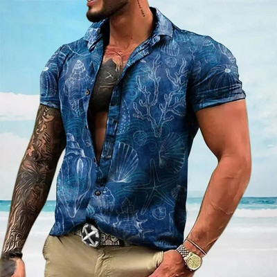Vyriški marškiniai Havajų kokoso medis 3D spauda trumpomis rankovėmis Palaidinė Paplūdimyje šventiniai marškinėliai Viršutiniai dideli vyriški drabužiai Camisas Y Blusas