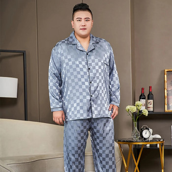 Πιτζάμες 5XL μεγάλου μεγέθους για άντρες 165 KG Άνοιξη Καλοκαίρι Ice Silk Satin Cool Man Set Sleepwear Pijama Casual Loose Luxury Print Sleepwear