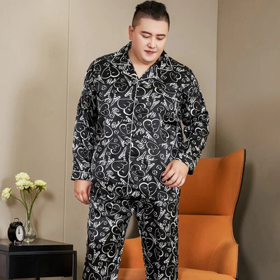 5XL velika pidžama za muškarce 165 kg proljeće ljeto ledena svilena satenska cool pidžama muški set ležerna široka pidžama s luksuznim printom pidžama