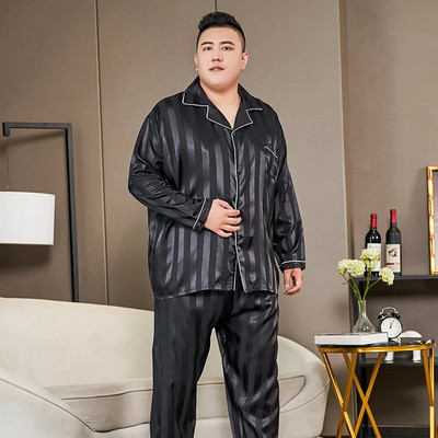 5XL голям размер пижама за мъже 165 кг пролет лято лед коприна сатен готина пижама мъжки комплект ежедневни свободни луксозни щампи спално облекло пижама