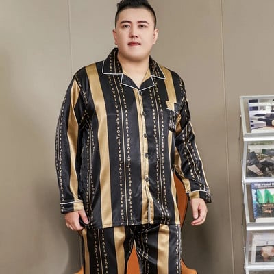 5XL velika pidžama za muškarce 165 kg proljeće ljeto ledena svilena satenska cool pidžama muški set ležerna široka pidžama s luksuznim printom pidžama