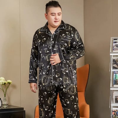 5XL velika pidžama za muškarce 165 kg proljeće ljeto ledena svilena satenska cool pidžama muški set ležerna široka pidžama s luksuznim printom pidžama
