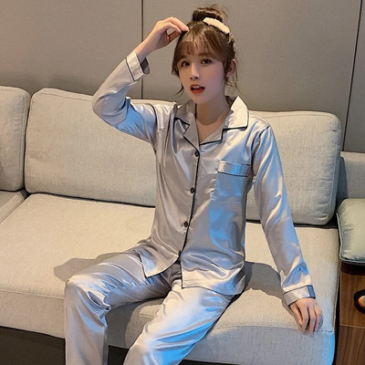 Kompleti pidžama za par Muške pidžame, salonke, dugi rukavi za spavanje, velike veličine, pidžame, satenske pidžame, spavaćice, svilene pidžame