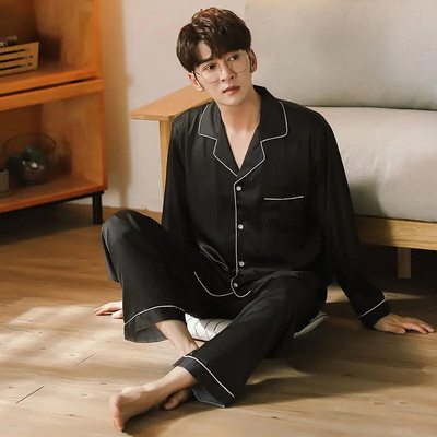 Kompleti pidžama za par Muške pidžame, salonke, dugi rukavi za spavanje, velike veličine, pidžame, satenske pidžame, spavaćice, svilene pidžame