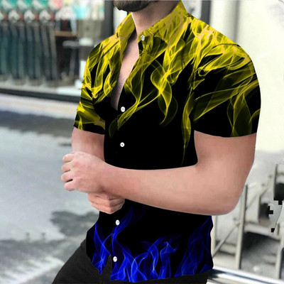 Υπερμεγέθη πουκάμισο 2023 Νέο υψηλής ποιότητας χαβανέζικο κοντομάνικο 3D τυπωμένο ανδρικό πουκάμισο ντεγκραντέ