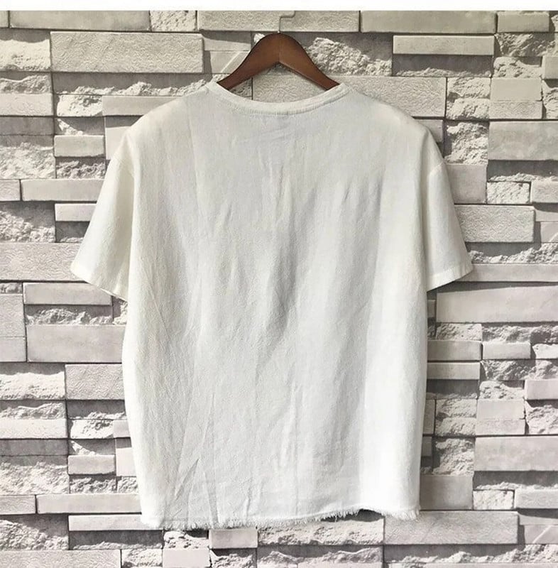 Summer Ripped Hold O Neck Κοντομάνικο Ανδρικό Μπλουζάκι Μόδα Harajuku Hip Hop Punk Ακανόνιστα ρούχα Grunge Streetwear Coffee Grey