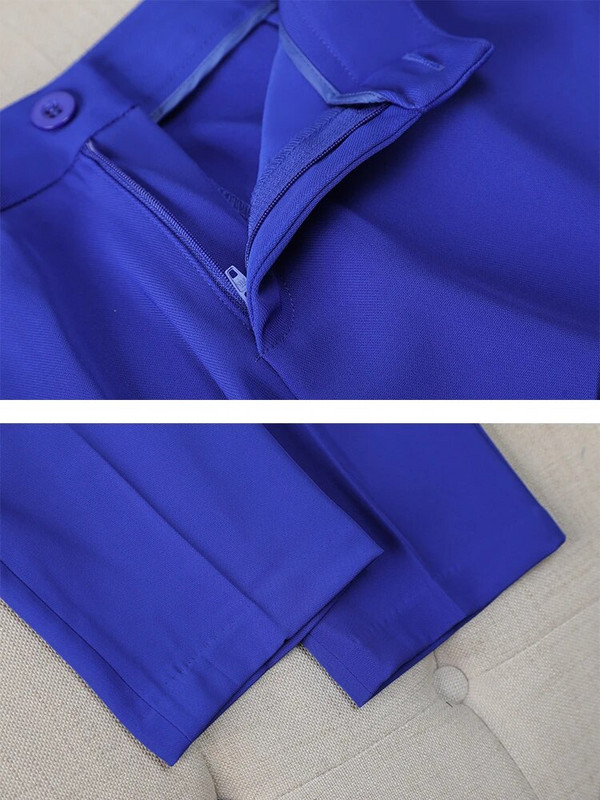 S-8XL női formális nadrágkosztüm, 2 részes női szett, női, hosszú ujjú, háromsoros munkaruha, blézer dzseki és nadrág