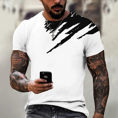 Тениска с 3d принт за мъже, летни пуловери с О-образно деколте, голям размер, мъжка риза с къс ръкав, модни тениски, големи мъжки дрехи, луксозно горнище