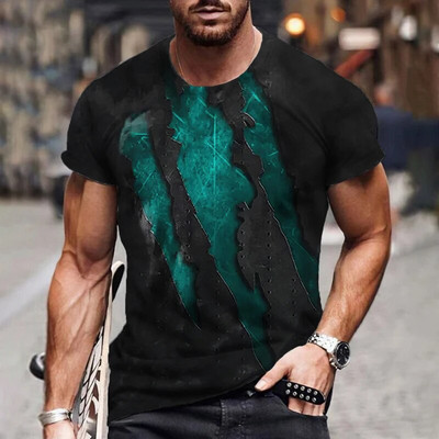 3D nyomtatású férfi póló Nyári O-nyakú pulóverek Nagy méretű, rövid ujjú férfi ing Divat pólók Túlméretes férfi ruházat Luxus felső