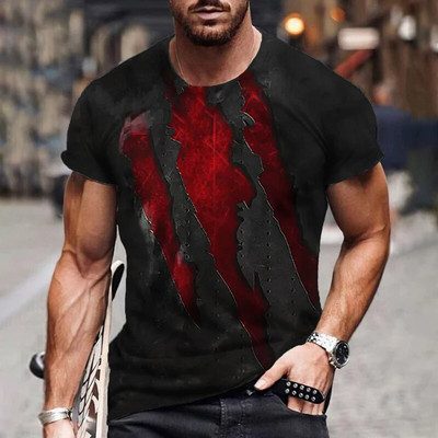 3D nyomtatású férfi póló Nyári O-nyakú pulóverek Nagy méretű, rövid ujjú férfi ing Divat pólók Túlméretes férfi ruházat Luxus felső