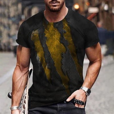 3D nyomtatású férfi póló Nyári O-nyakú pulóverek Nagy méretű, rövid ujjú férfi ing Divat pólók Túlméretes férfi ruházat Luxus felső