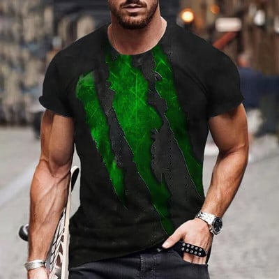 3D nyomtatású férfi póló Nyári O-nyakú pulóverek Nagy méretű, rövid ujjú férfi ing Divat pólók Túlméretes férfi ruházat Luxus felső