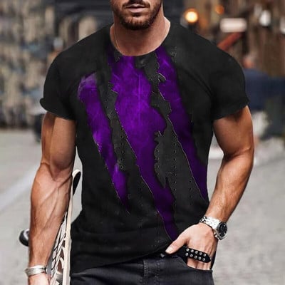 3D nyomtatású férfi póló Nyári O-nyakú pulóverek Nagy méretű, rövid ujjú férfi ing Divat pólók Túlméretes férfi ruházat Luxus felső