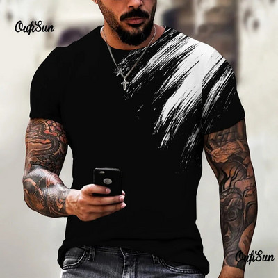 3D nyomtatású férfi póló Nyári O-nyakú pulóverek Nagy méretű, rövid ujjú férfi ing Divat pólók Túlméretes férfi ruházat Luxus felső