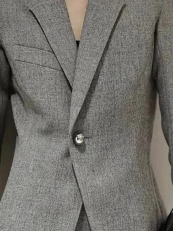 Jesenski, elegantni poslovni uredski blejzer odijelo Ženske jednobojne šik ležerne jakne Hlače visokog struka Komplet od 2 komada Ženska odjeća Novo