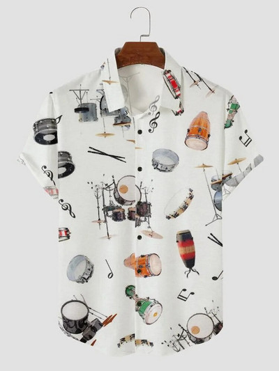 Meeste avara lõikega Hawaii särk, lühikeste varrukatega pealuu mustriga särk, suvine vabaaja tavaline nööbiga pluus, rannastiilis T-särk fo